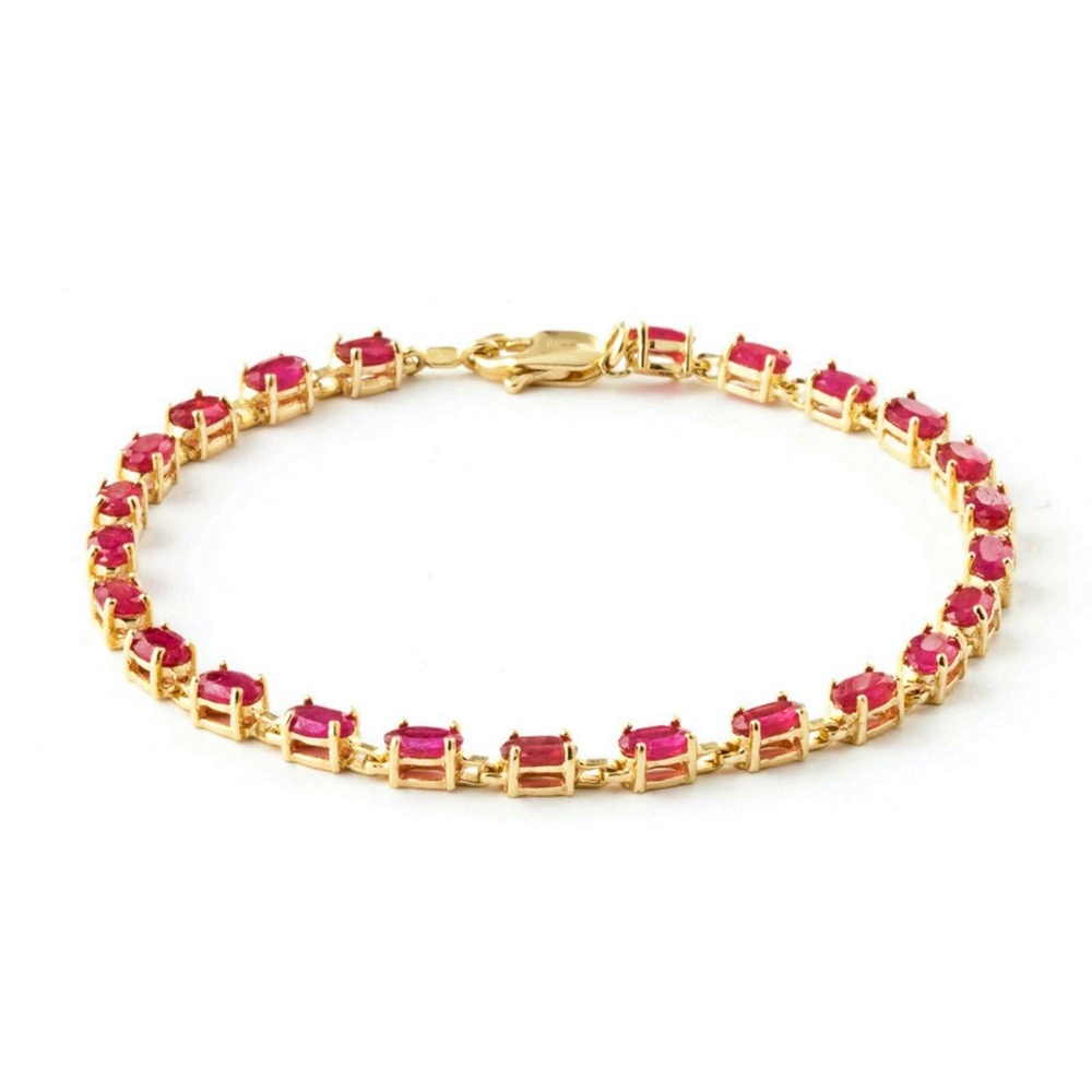 14K SOLID GOLD TENNIS BRACELET WITH NATURAL RUBIES